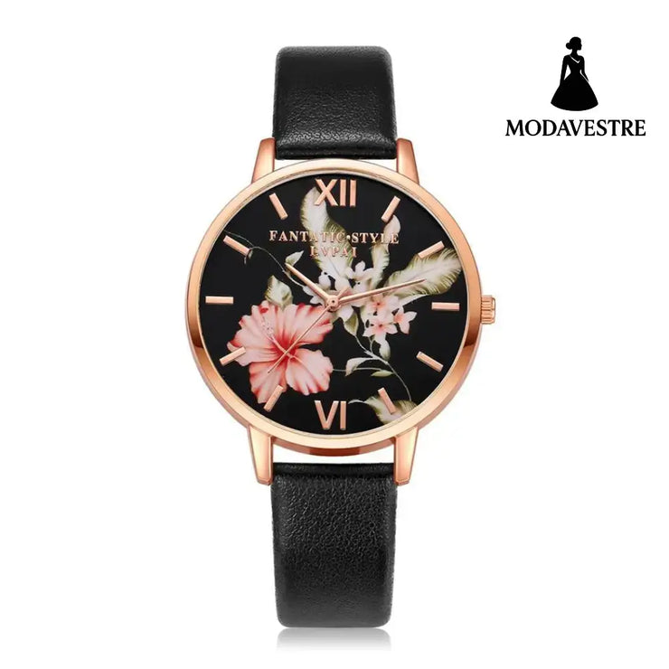 Women Flowers Bracelet Watch