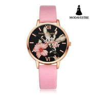 Women Flowers Bracelet Watch pink