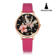 Women Flowers Bracelet Watch rose