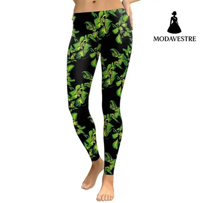 Women Leave Digital Print Leggings - MODAVESTRE