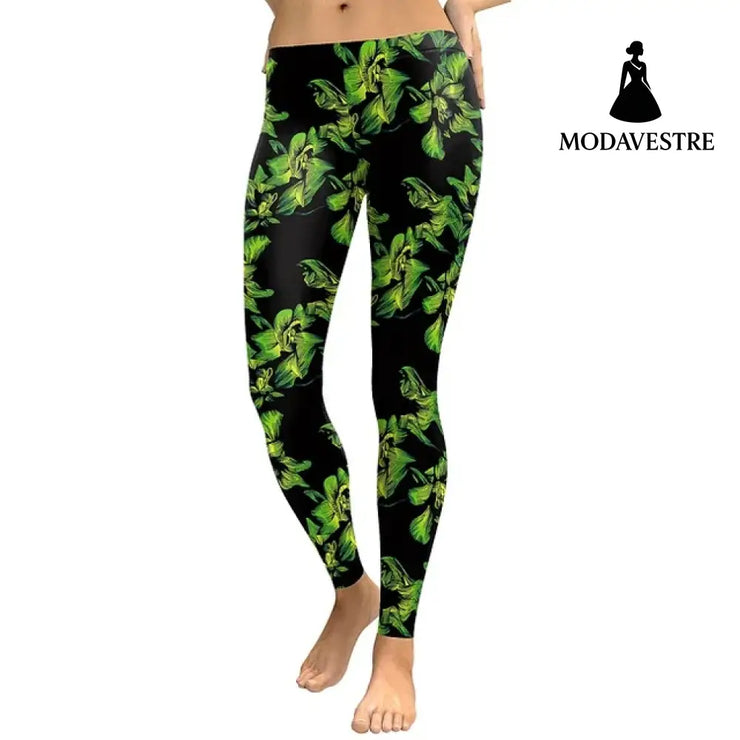 Women Leave Digital Print Leggings - MODAVESTRE