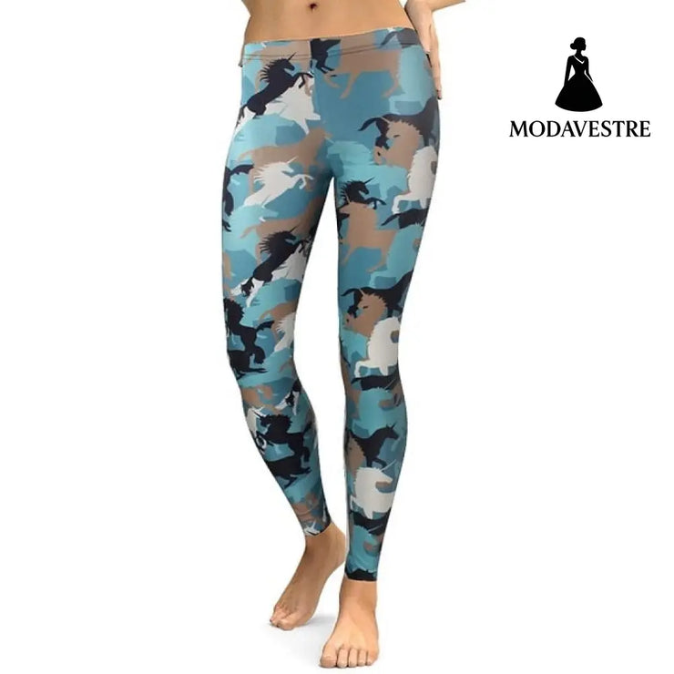 Women Leggings Animal Horse Digital Print Pants - MODAVESTRE