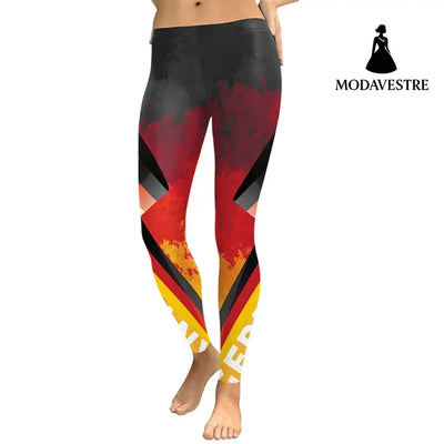 Women Leggings Germany Team Flag Digital Print pants - MODAVESTRE
