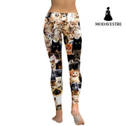 Women Leggings Lovely Cat Hologrephic Digital Print Fitness legging High Waist Workout Pants Casual Street Leggins - MODAVESTRE