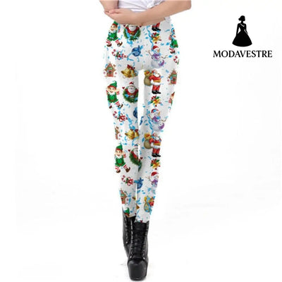 Women Plus Size Christmas Bell Tree Print Leggings - MODAVESTRE