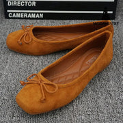 Women S Square Toe Flat Shoes Brown / 35
