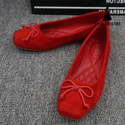 Women S Square Toe Flat Shoes Red / 35