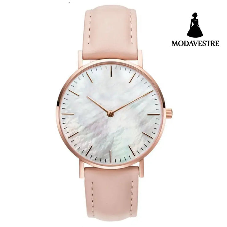 Women Stainless Steel Watch Belt Pink
