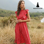 WoMeN SuMMer CHiffoN LoNG Dress Maxi Dresses Red / L
