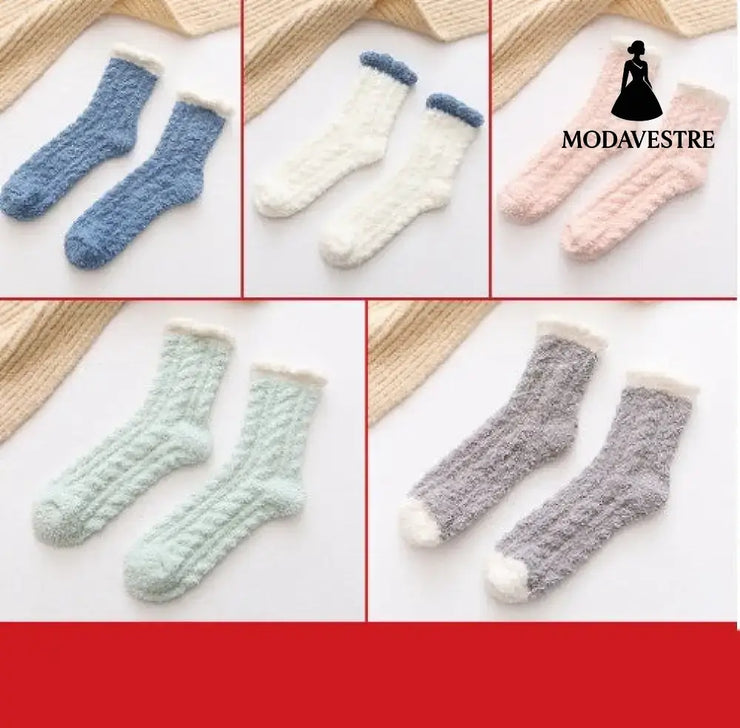 Women Thermal Fluffy Socks Autumn Winter Warm Socks Combination12 / 5pairs