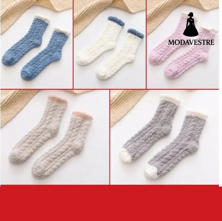 Women Thermal Fluffy Socks Autumn Winter Warm Socks Combination13 / 5pairs
