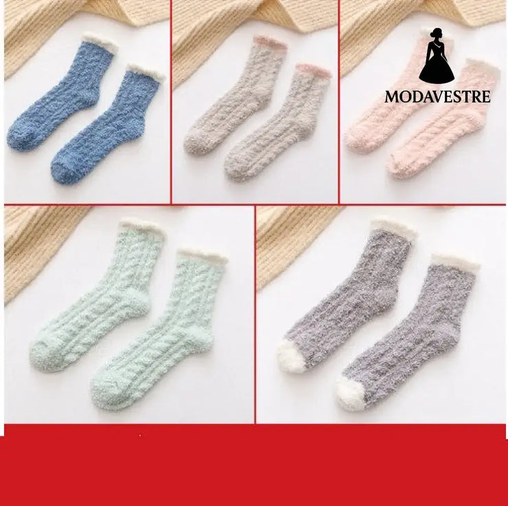 Women Thermal Fluffy Socks Autumn Winter Warm Socks Combination14 / 5pairs