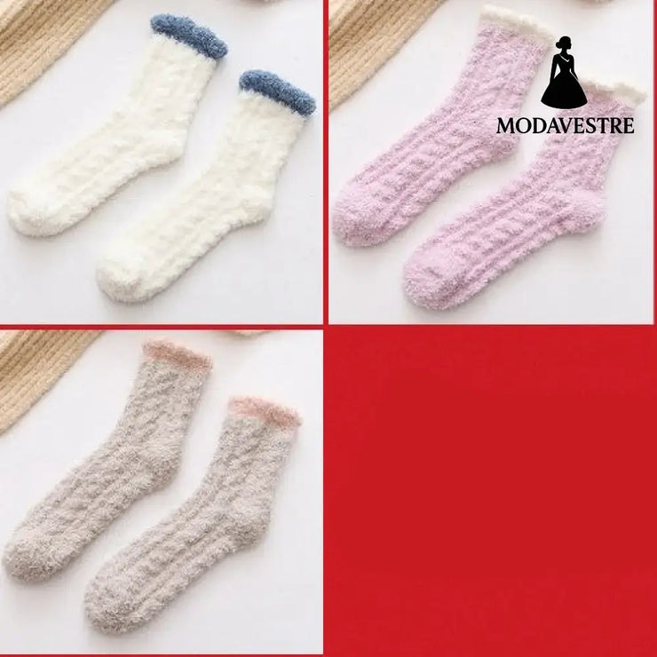Women Thermal Fluffy Socks Autumn Winter Warm Socks Combination2 / 3pairs