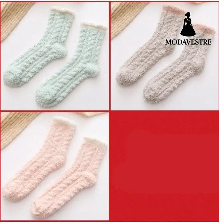 Women Thermal Fluffy Socks Autumn Winter Warm Socks Combination5 / 3pairs