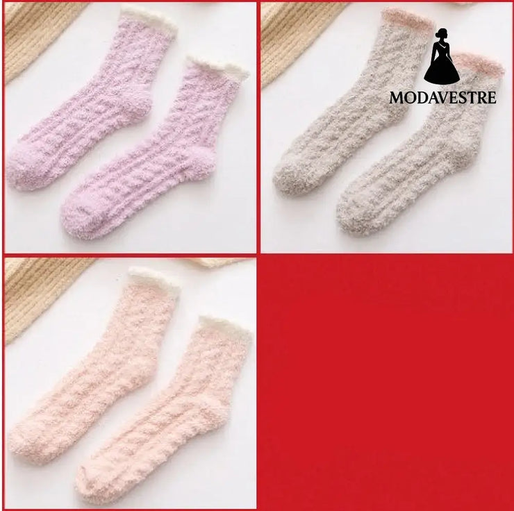 Women Thermal Fluffy Socks Autumn Winter Warm Socks Combination7 / 5pairs