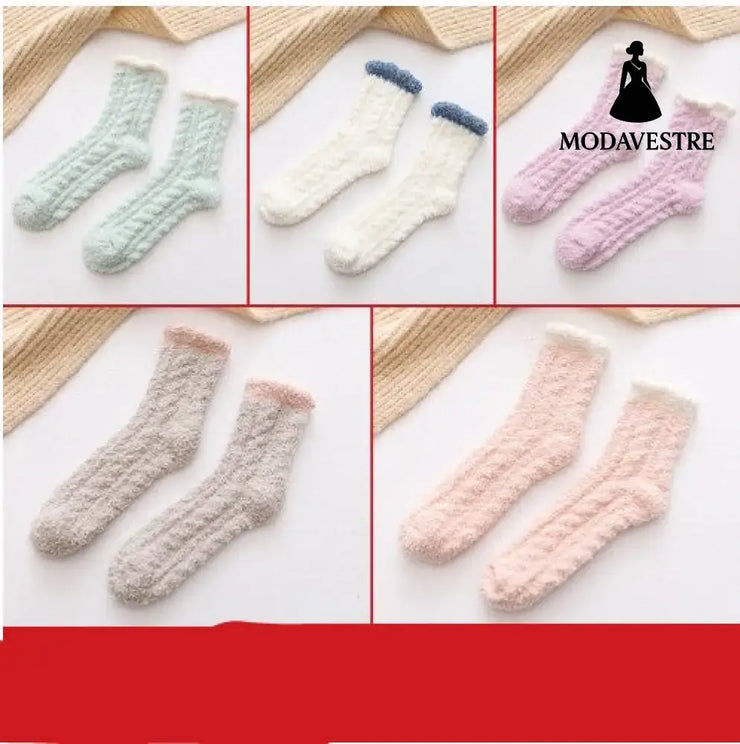 Women Thermal Fluffy Socks Autumn Winter Warm Socks Combination9 / 5pairs