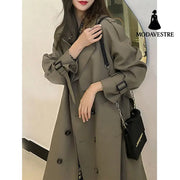 Women Trendy Trench Coat Double Breasted Coat Korean Women’s Trench Coat Elegant Oversize Trench Coat Spring Clothing
