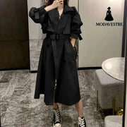 Women Trendy Trench Coat Double Breasted Coat Korean Women’s Trench Coat Elegant Oversize Trench Coat Spring Clothing