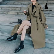 Women Trendy Trench Coat Double Breasted Coat Korean Women’s Trench Coat Elegant Oversize Trench Coat Spring Clothing