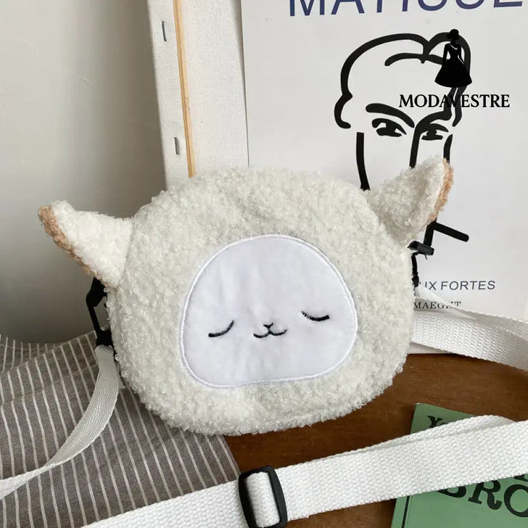 Women’s Bag Autumn/Winter New Cute Doll Women’s Shoulder Bag Fashionable and Stylish Crossbody Plush Small Round Bag