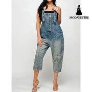 Women’s Clothing Fashion Casual Siamese Suspender Jeans Women