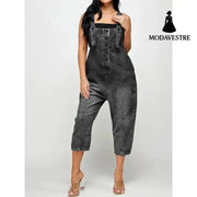 Women’s Clothing Fashion Casual Siamese Suspender Jeans Women