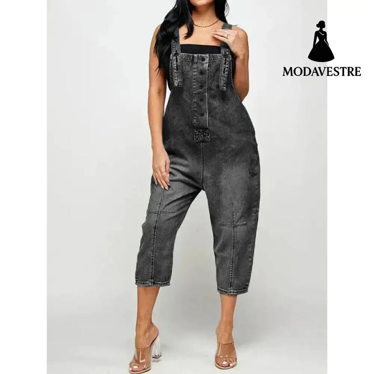 Women’s Clothing Fashion Casual Siamese Suspender Jeans Women