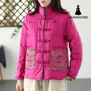 Women’s Clothing Short Embroidery Down Jacket Women Rose Red / L