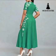 Women’s Elegant Short Sleeve Maxi Dresses Casual Empire Waist Long Dress