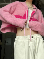 Women’s European And American Short XINGX Hooded Knitted Jacket Jacket