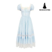 Women’s Fashion Casual French Vintage Dresses Blue / L