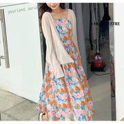 Women’s Fashion Retro Casual Printed Dresses Red Blue / L