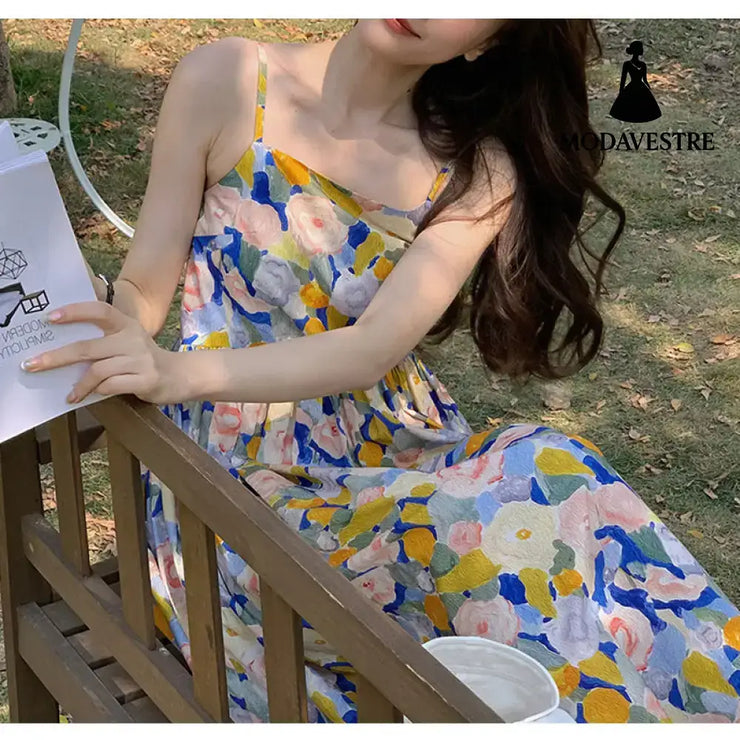 Women’s Fashion Retro Casual Printed Dresses Yellow / L