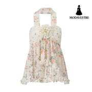 Women’s Floral Chiffon Top Tube Loose Vest Color / L