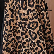 Womens Leopard Print Maxi Dresses Color Block Long Sleeve Dress Casual Summer Dresses