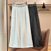 Women’s Loose All-match Retro Elastic Band High Waist Wide Leg Pants Skirt