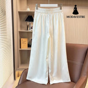 Women’s Loose All-match Retro Elastic Band High Waist Wide Leg Pants Skirt