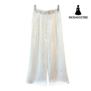 Women’s Loose All-match Retro Elastic Band High Waist Wide Leg Pants Skirt