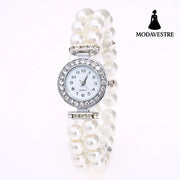 Women’s Pearl Crystal Quartz Watch – Elegant Bracelet Style