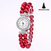 Women’s Pearl Crystal Quartz Watch – Elegant Bracelet Style