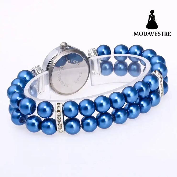 Women’s Pearl Crystal Quartz Watch – Elegant Bracelet Style