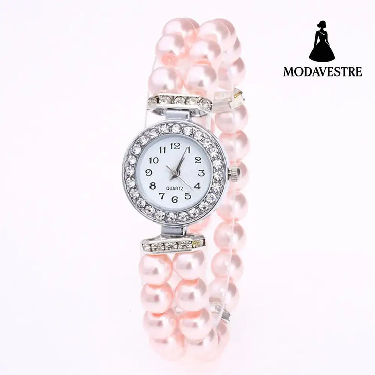 Women’s Pearl Crystal Quartz Watch – Elegant Bracelet Style