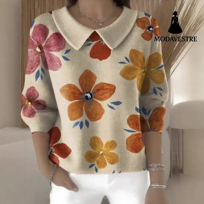 Women’s Polo Collar Solid Color V-neck Long Sleeve Women’s Clothing