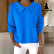 Women’s Polo Collar Solid Color V-neck Long Sleeve Women’s Clothing