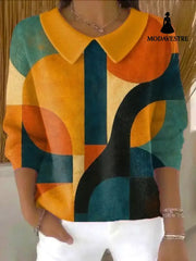 Women’s Polo Collar Solid Color V-neck Long Sleeve Women’s Clothing