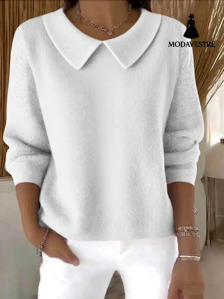 Women’s Polo Collar Solid Color V-neck Long Sleeve Style6793 / 2XL Women’s Clothing