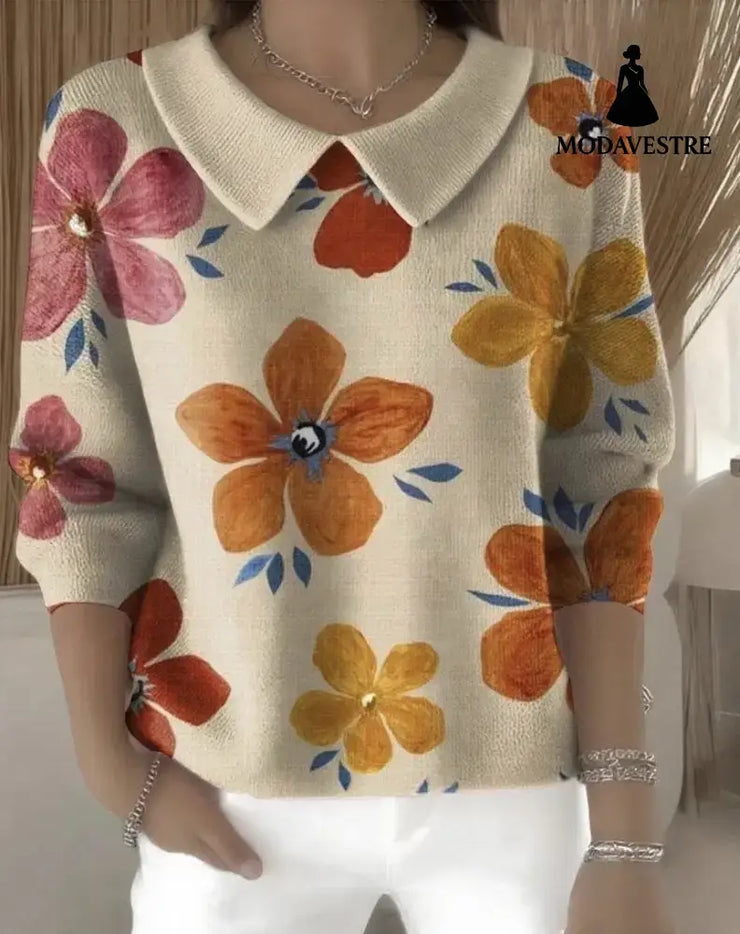 Women’s Polo Collar Solid Color V-neck Long Sleeve Style6794 / 2XL Women’s Clothing