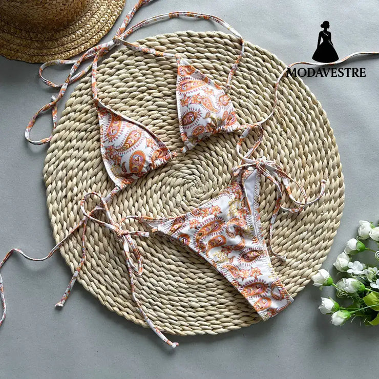 Women’s Printed Strap Bikini Set – Two-Piece Swimsuit