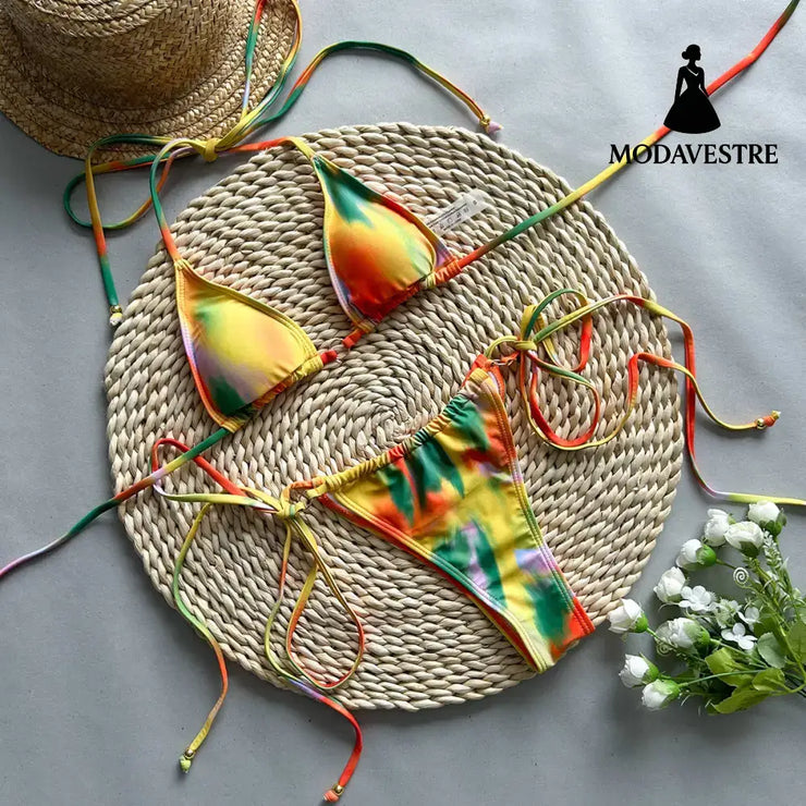 Women’s Printed Strap Bikini Set – Two-Piece Swimsuit