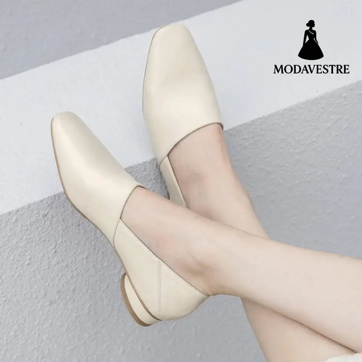 Women’’s Shoes Flat Sole Square Head Deep Mouth Single Shoes
